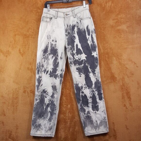 UNIF Jeans Womens Size 26 Cream Acid Wash Straight Leg Baggy - Picture 1 of 8